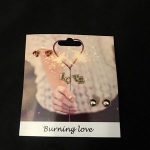 New! Burning Love 3 pc Earring Set